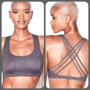 NWT Victoria's Secret Gray Space-Dyed Minimum Support Strappy Back Sports Bra